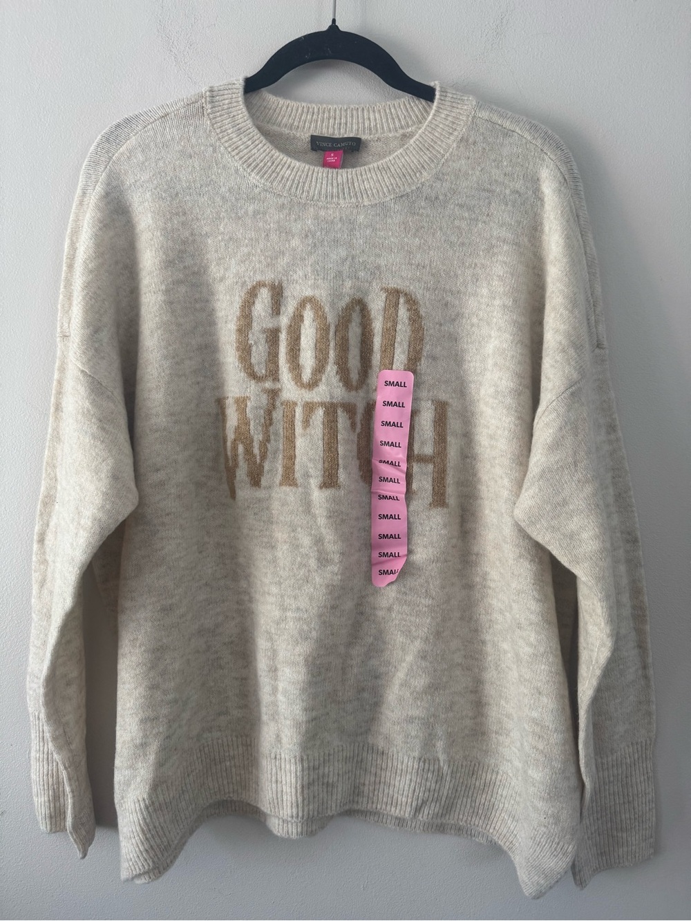 Vince Camuto Neutral 'GOOD WITCH' Crewneck Sweater Size Small